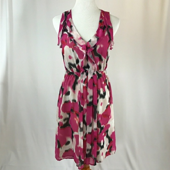 LOFT Dresses & Skirts - Loft Watercolor Floral Ruffle Dress